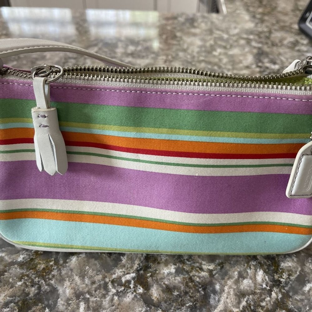 Coach Rainbow Striped Purse in Fabric and Leather - Picture 2 of 6